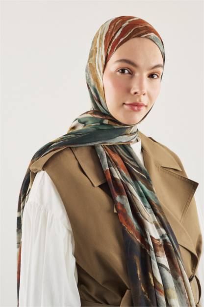 Kadın Karma Fresh Scarfs X DeFacto Ocean Batik Keten Karışımlı Şal