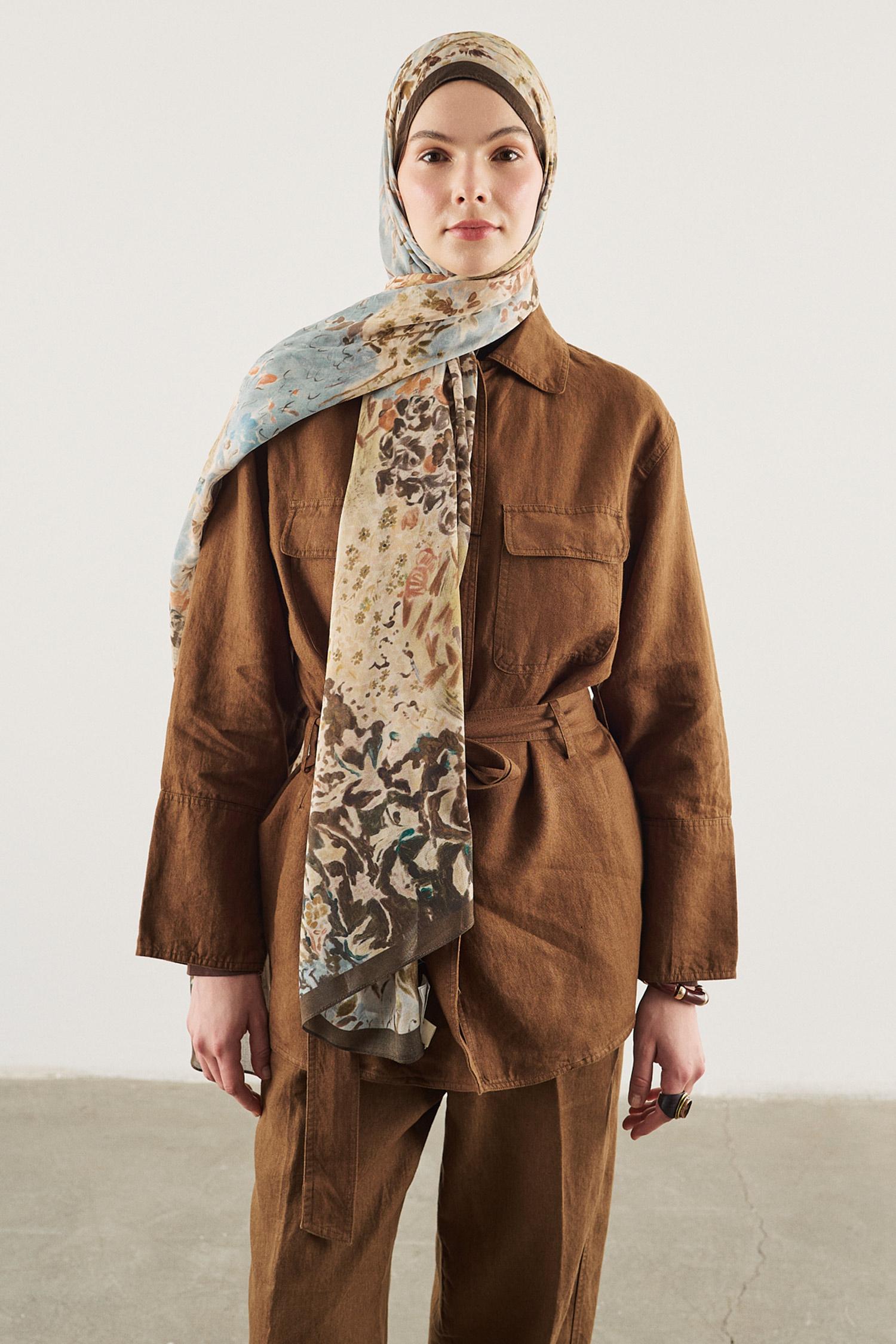 Kadın Kahve Fresh Scarfs X DeFacto Secret Garden Viskon Şal