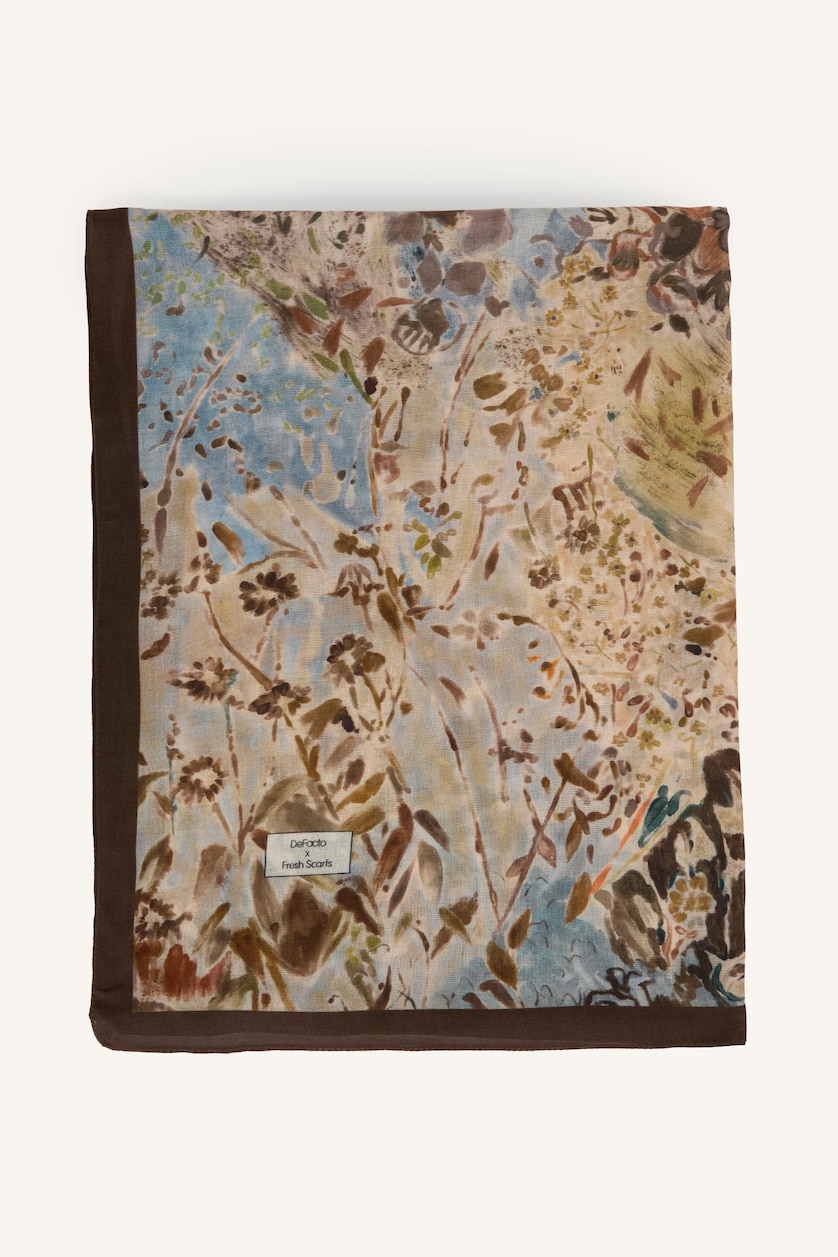 Woman Brown Fresh Scarfs X DeFacto Secret Garden Viscose Scarf