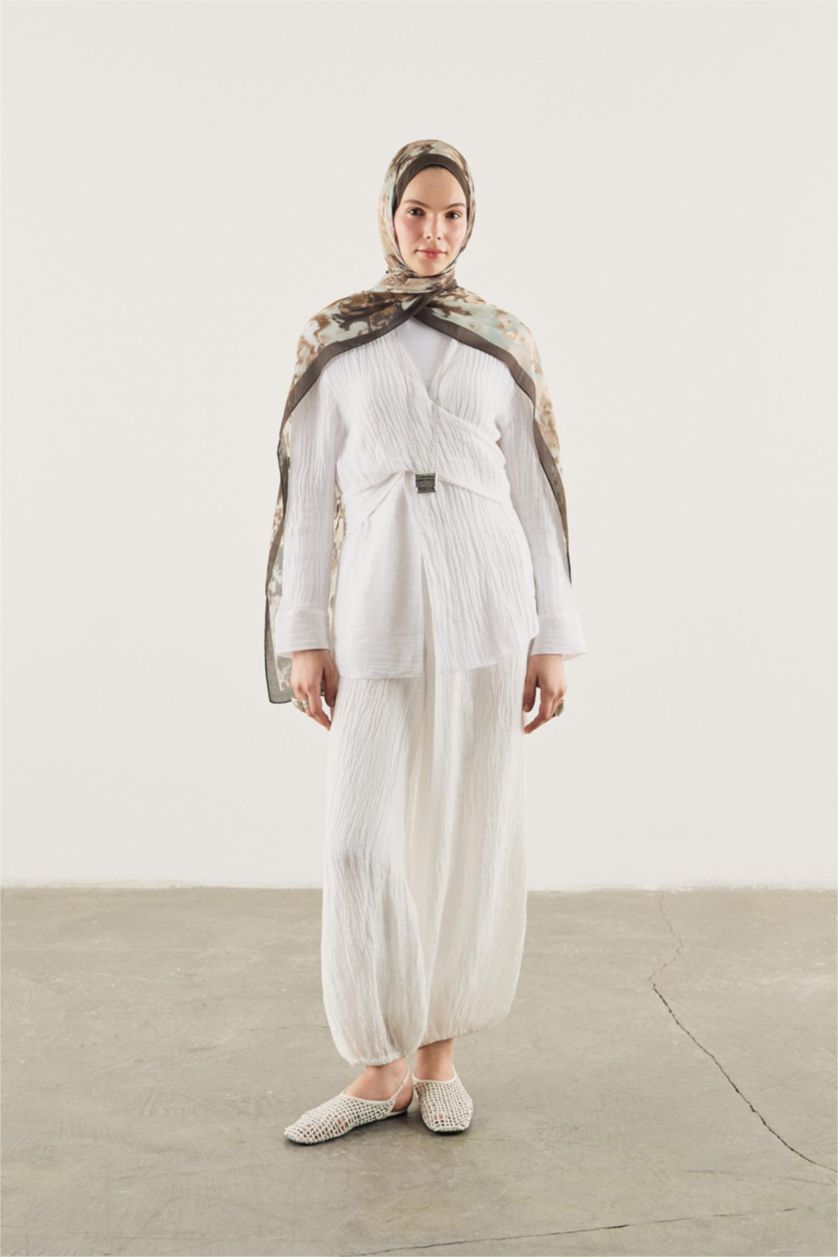 نساء أسود Fresh Scarfs X DeFacto Shadow Floral Viscose Scarf