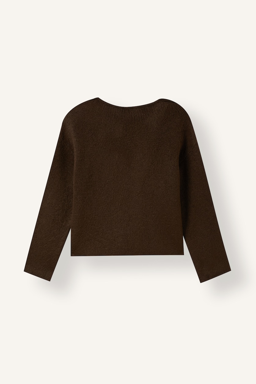 Kadın Kahve Regular Fit Fiyonklu Basic Hırka