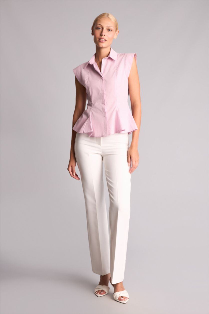 Women White High Waist Flare Trousers