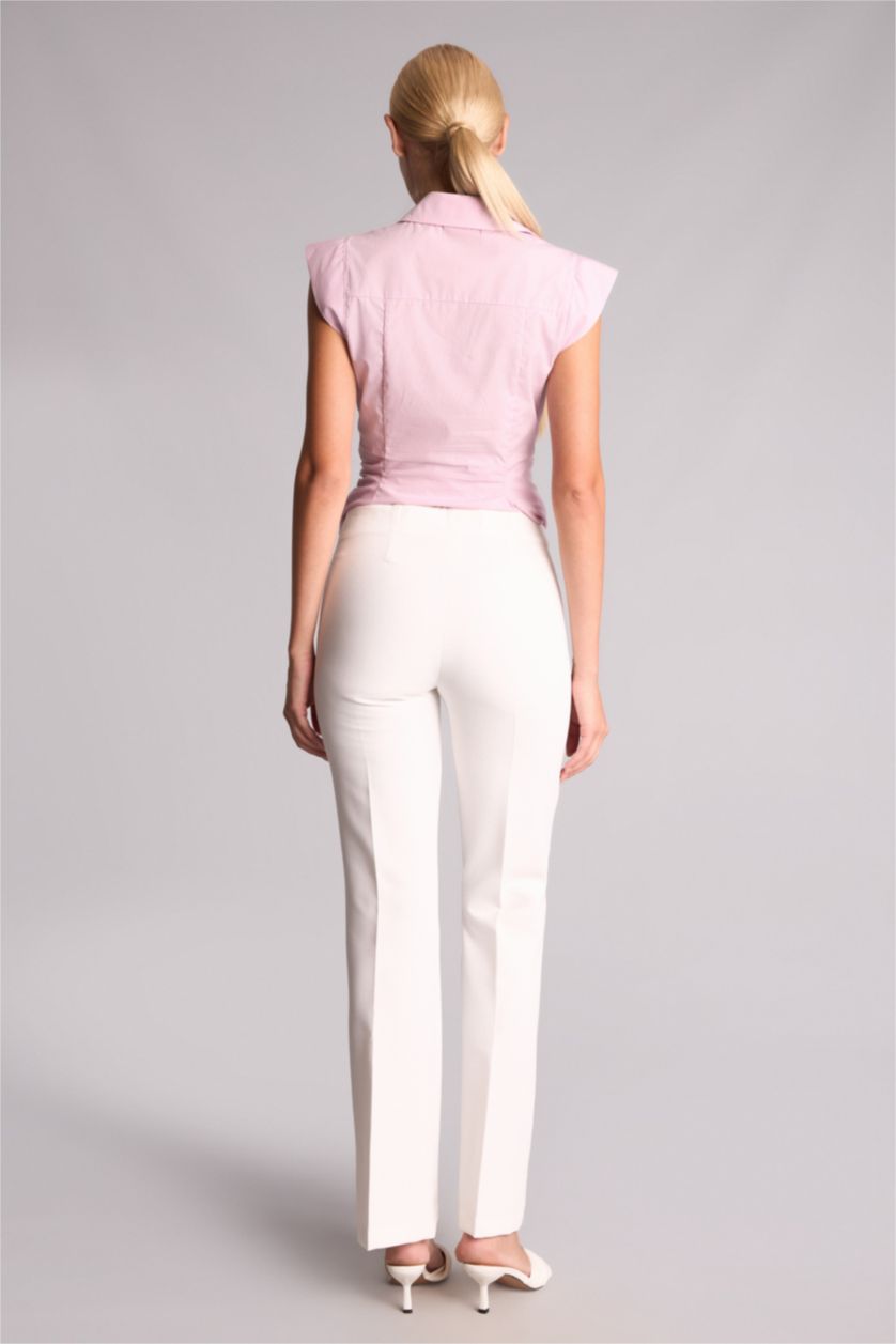 Women White High Waist Flare Trousers