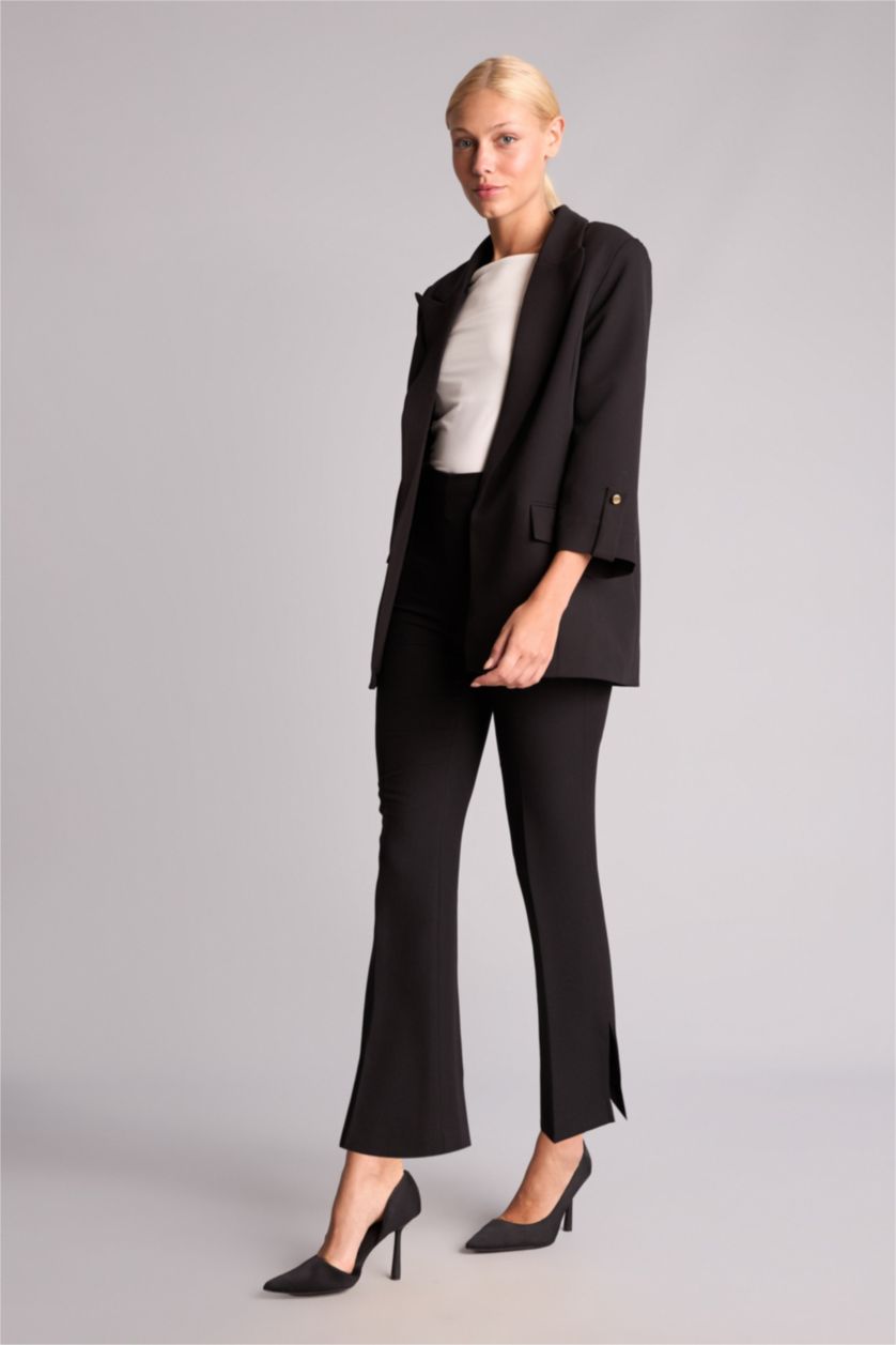 Women Black High Waist Flare Trousers