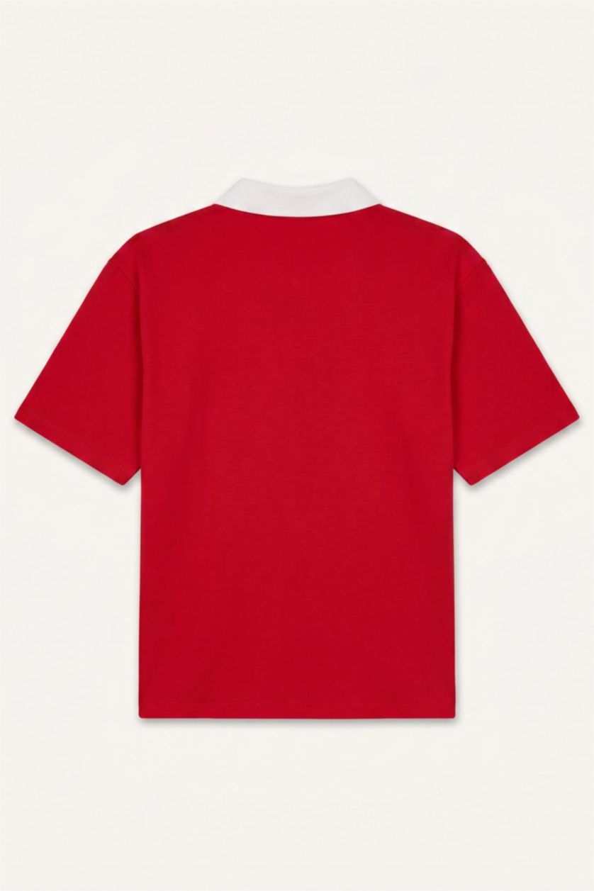 Men Red Boxy Fit Short Sleeve T-Shirt