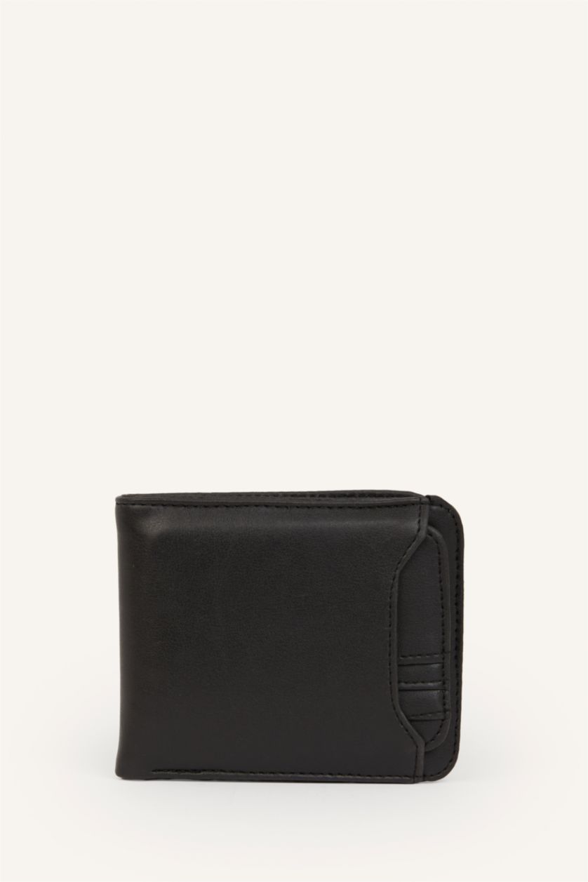 Men Black Man Faux Leather Wallets