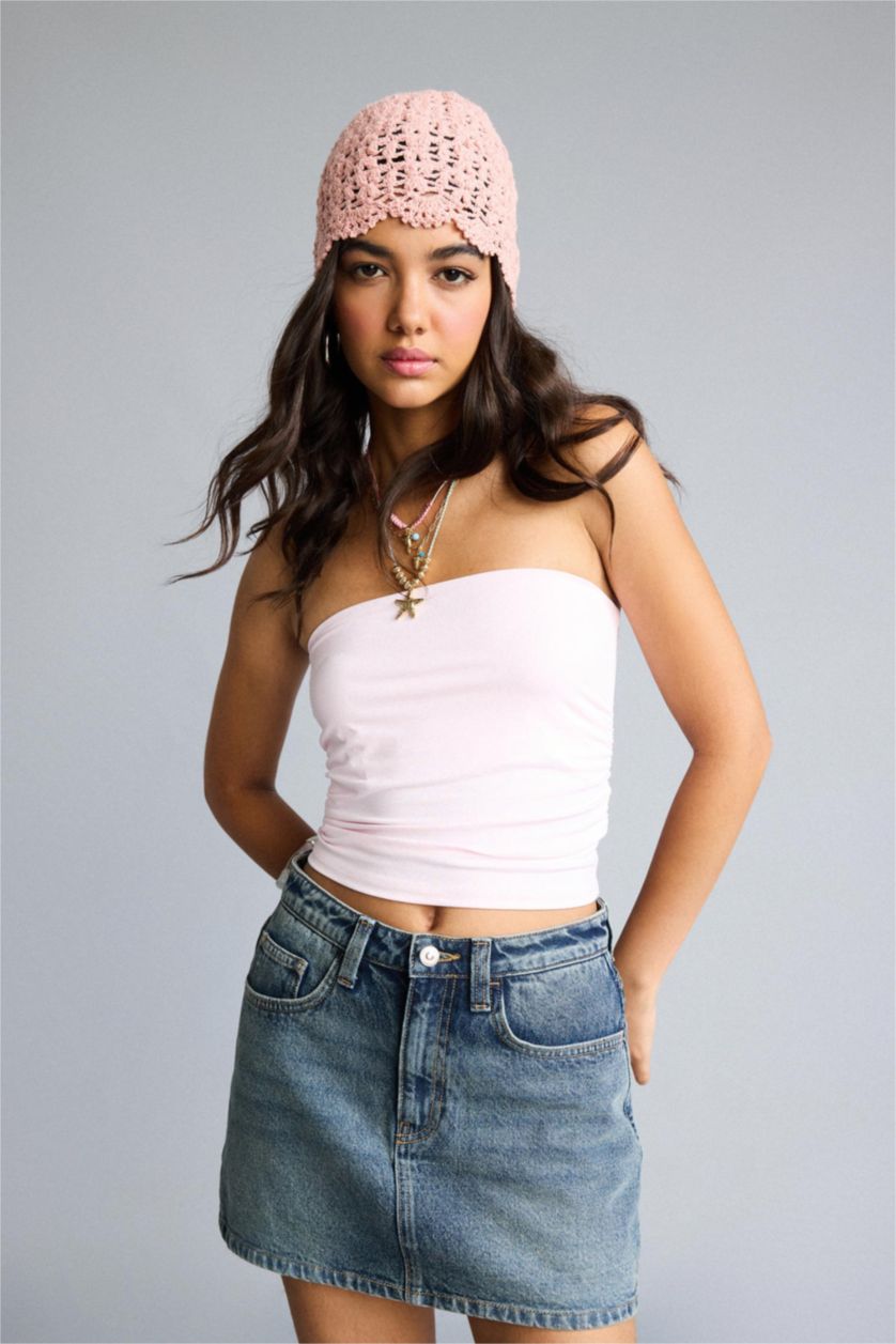 Kadın Pembe Fitted Straplez Atlet