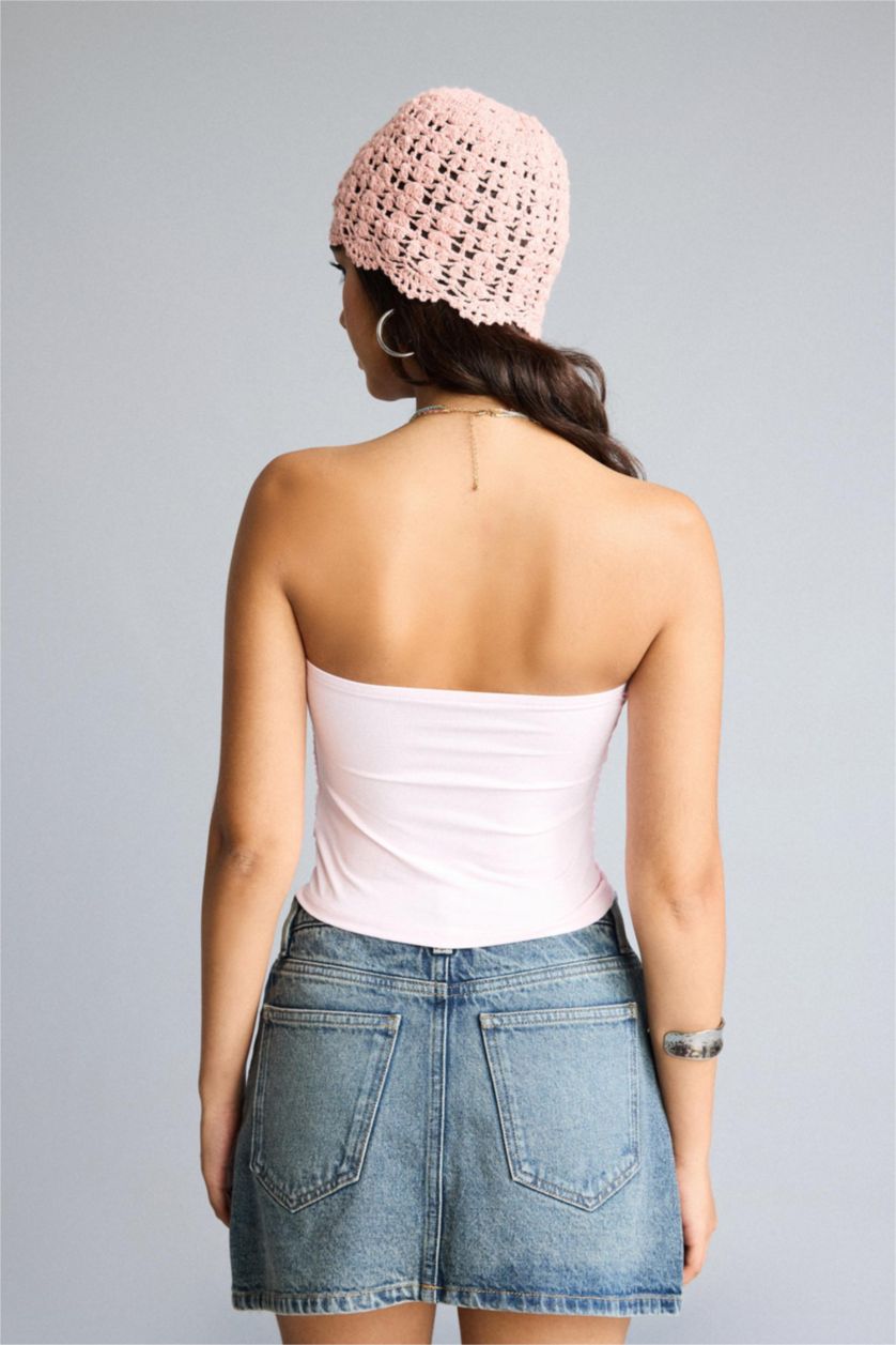Kadın Pembe Fitted Straplez Atlet