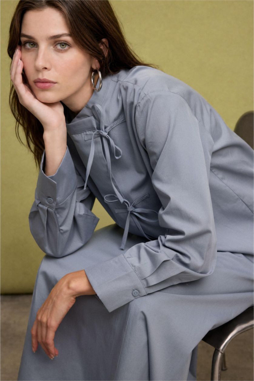 Kadın Açık Mavi Regular Fit Poplin Tunik