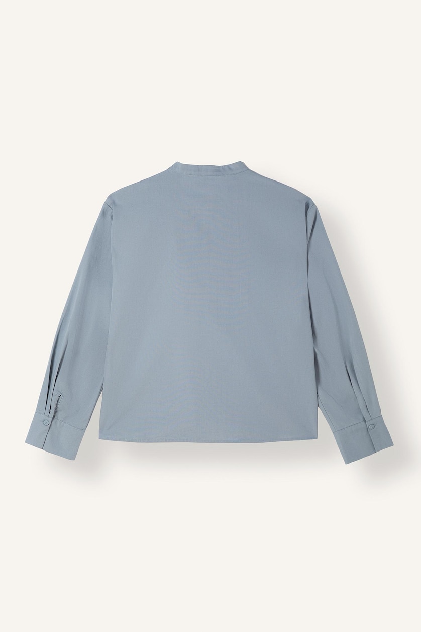 Women Light Blue 100% Cotton Regular Fit Tie-Front Poplin Long Sleeve Tunic