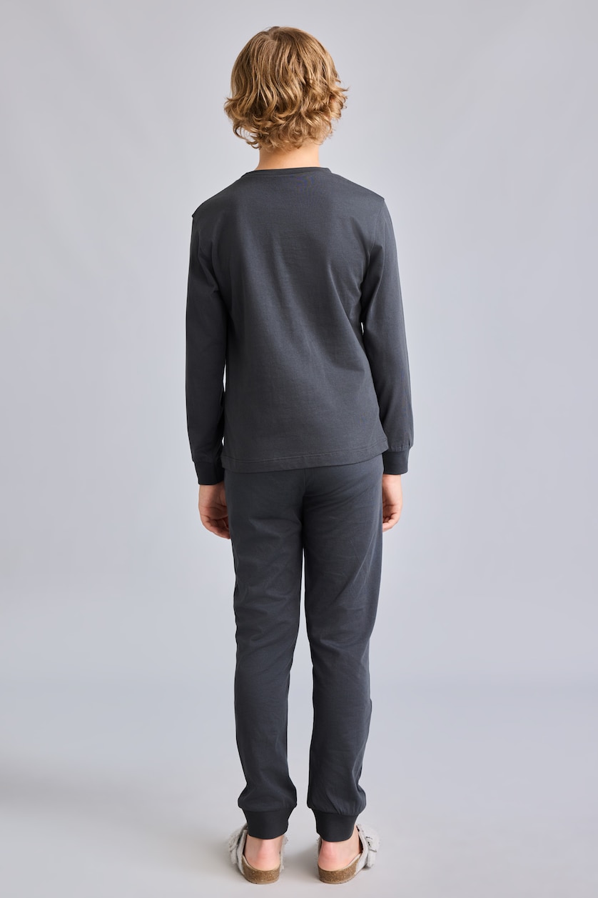 Young Boys - Teen Boys Anthracite 2 piece Regular Fit Knitted Pyjamas
