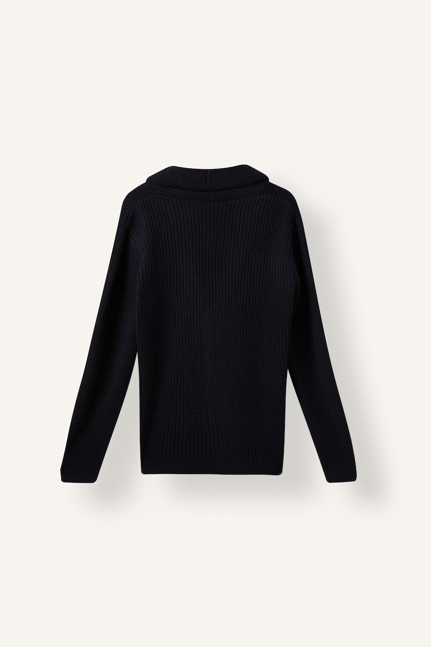 Erkek Lacivert Standart Fit Şal Yaka Basic Hırka
