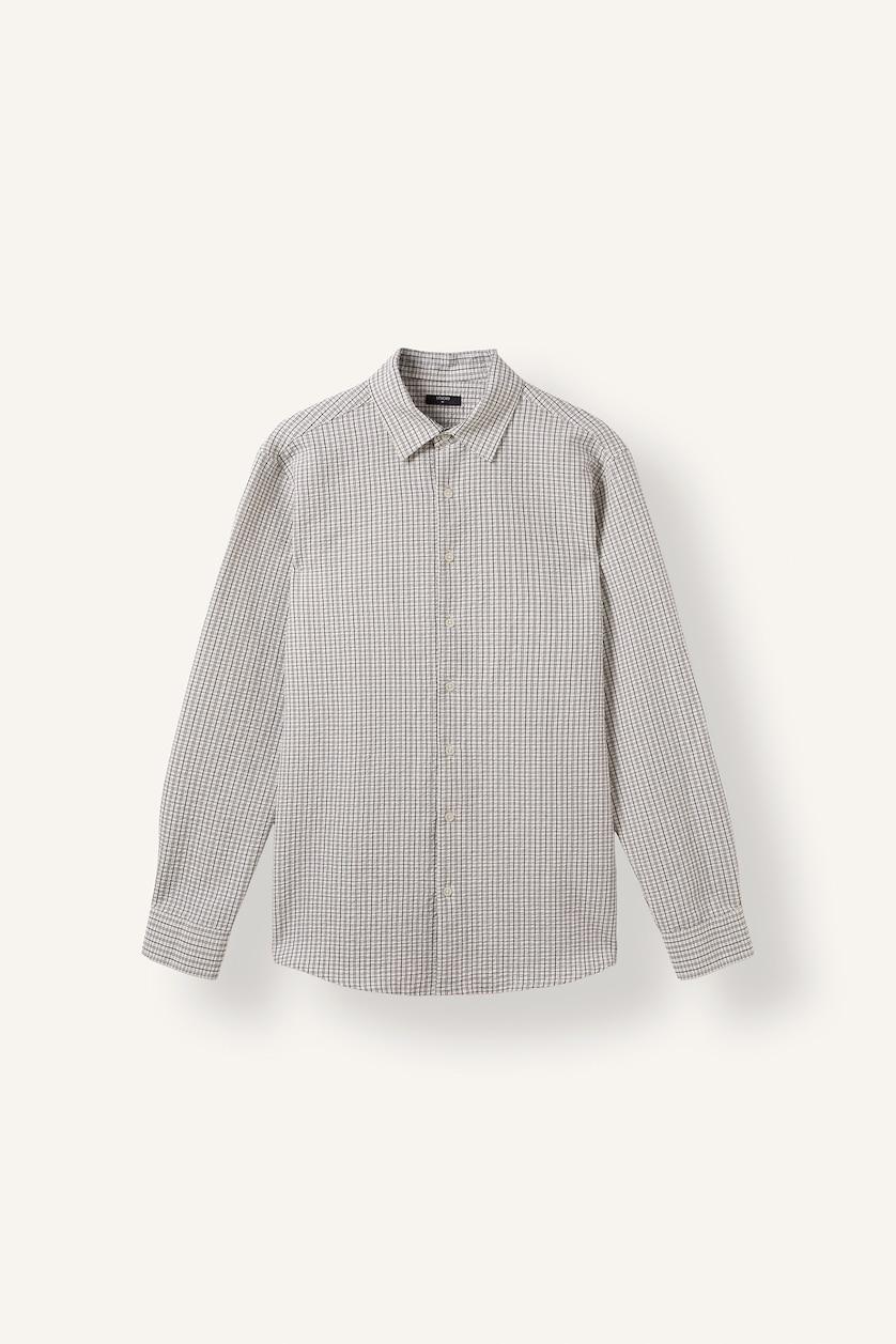 Erkek Siyah Modern Fit Pötikare Uzun Kollu Gömlek