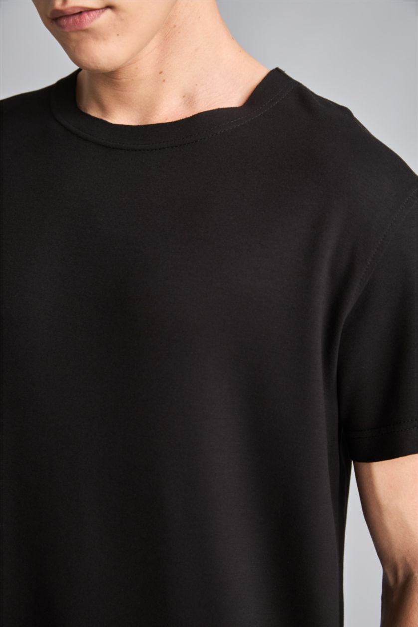 Erkek Siyah Boxy Fit Kısa Kollu Basic Tişört
