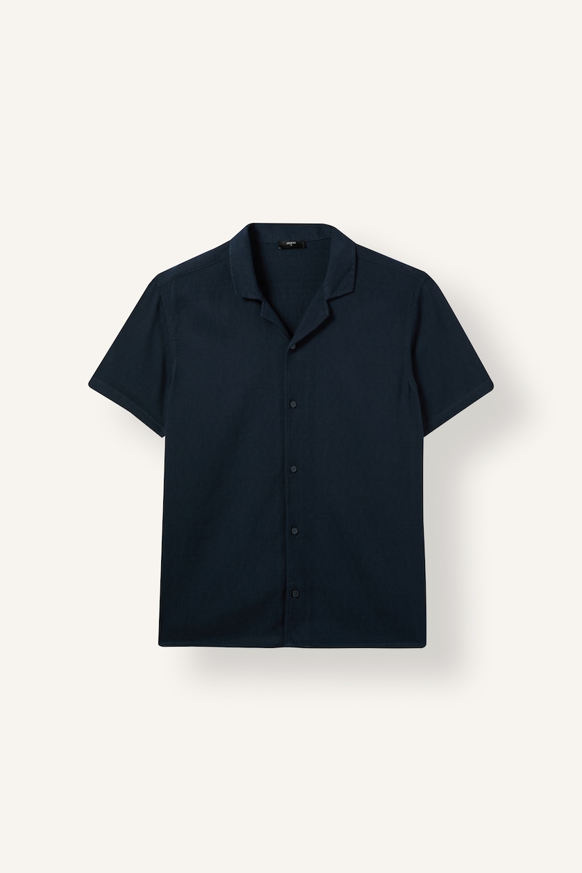 Men NAVY Modern Fit Cotton Short Sleeve Shirt