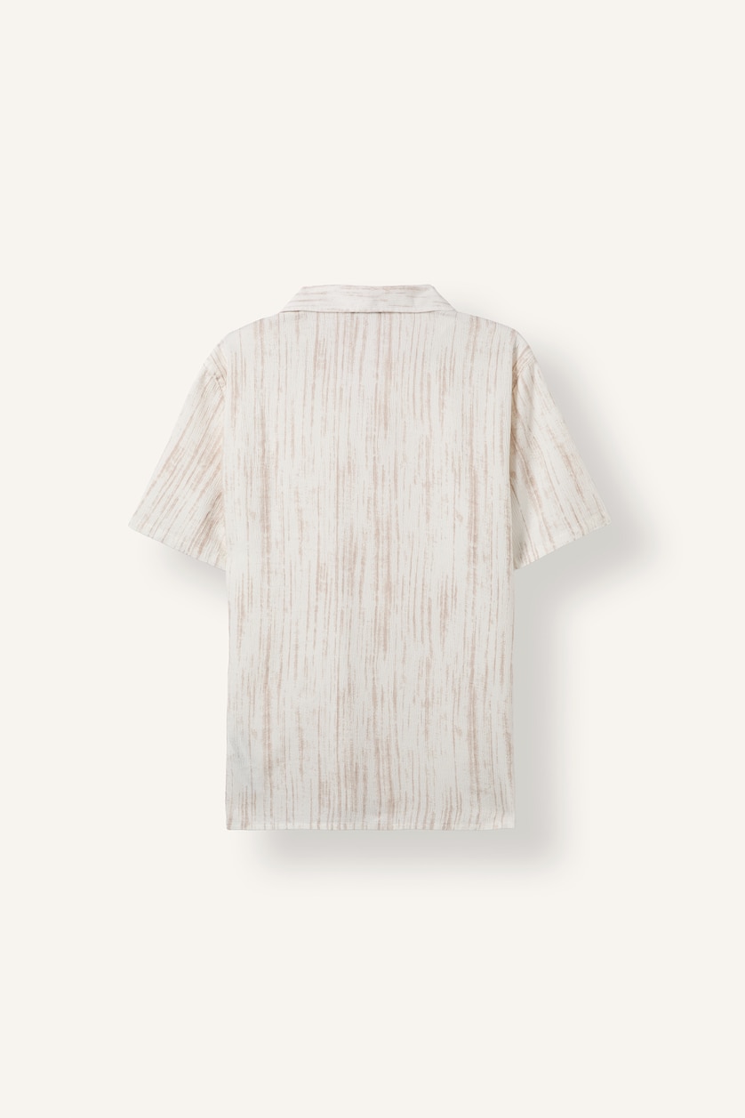 Men Ecru Modern Fit Cotton Short Sleeve Shirt