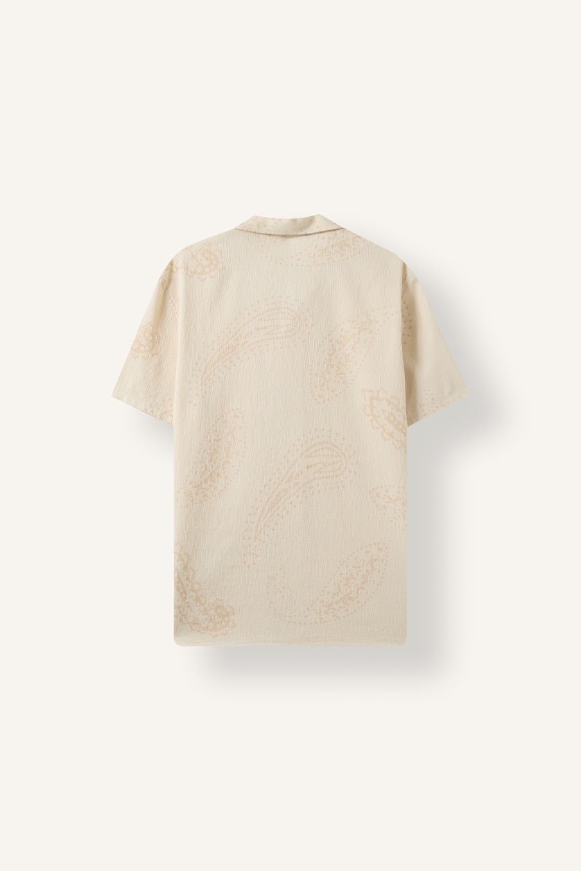 Men Ecru Modern Fit Cotton Short Sleeve Shirt