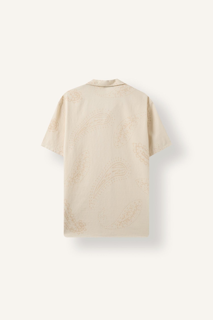 رجال بيج فاتح Modern Fit Cotton Short Sleeve Shirt