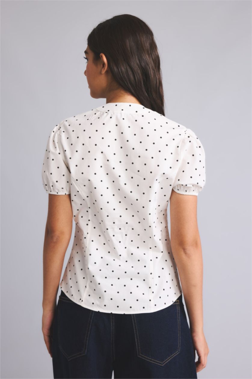 Women White Slim Fit Poplin Short Sleeve Shirt
