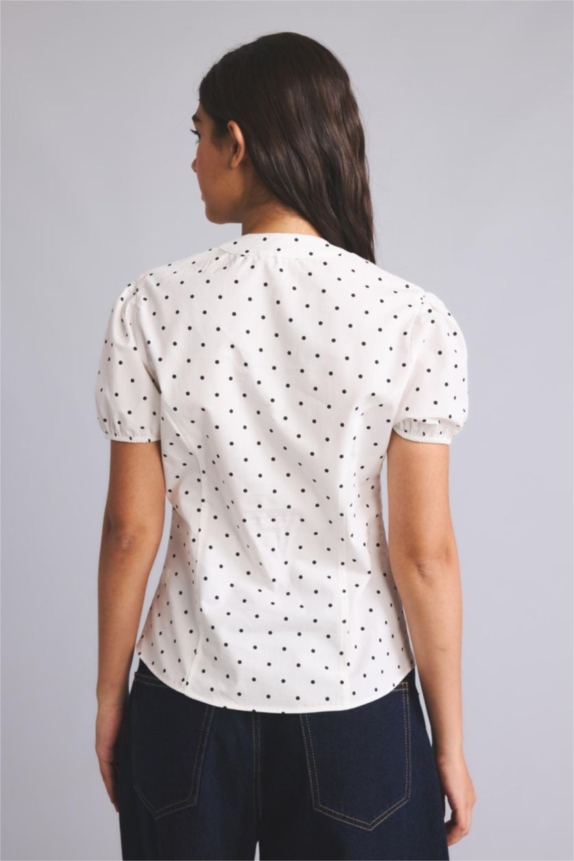 WOMAN White Slim Fit Poplin Short Sleeve Shirt