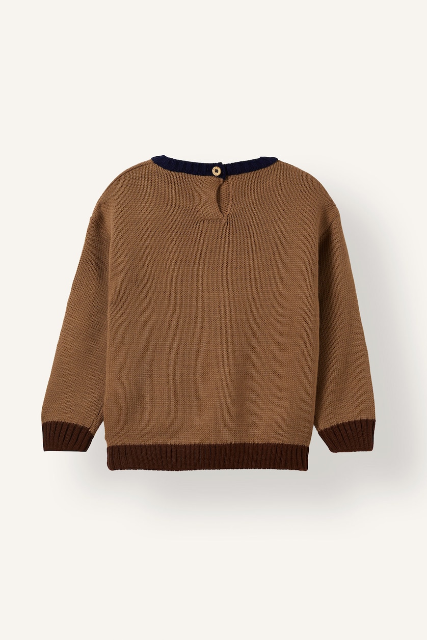 Baby Boys Light Brown Baby Boy Oversize Fit Embroidered Pullover