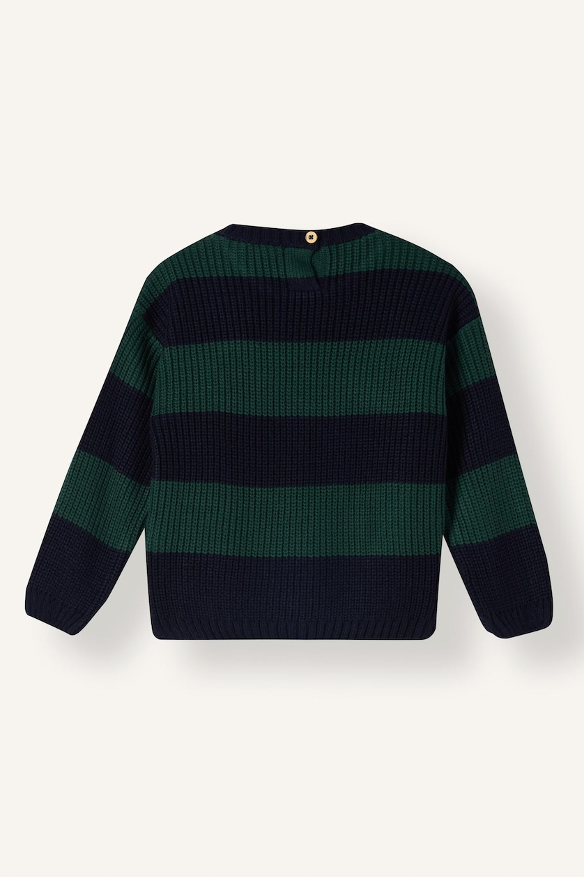 BÉBÉ GARÇON Vert Foncé Pull en tricot rayé oversize avec broderie ourson pour bébé garçon