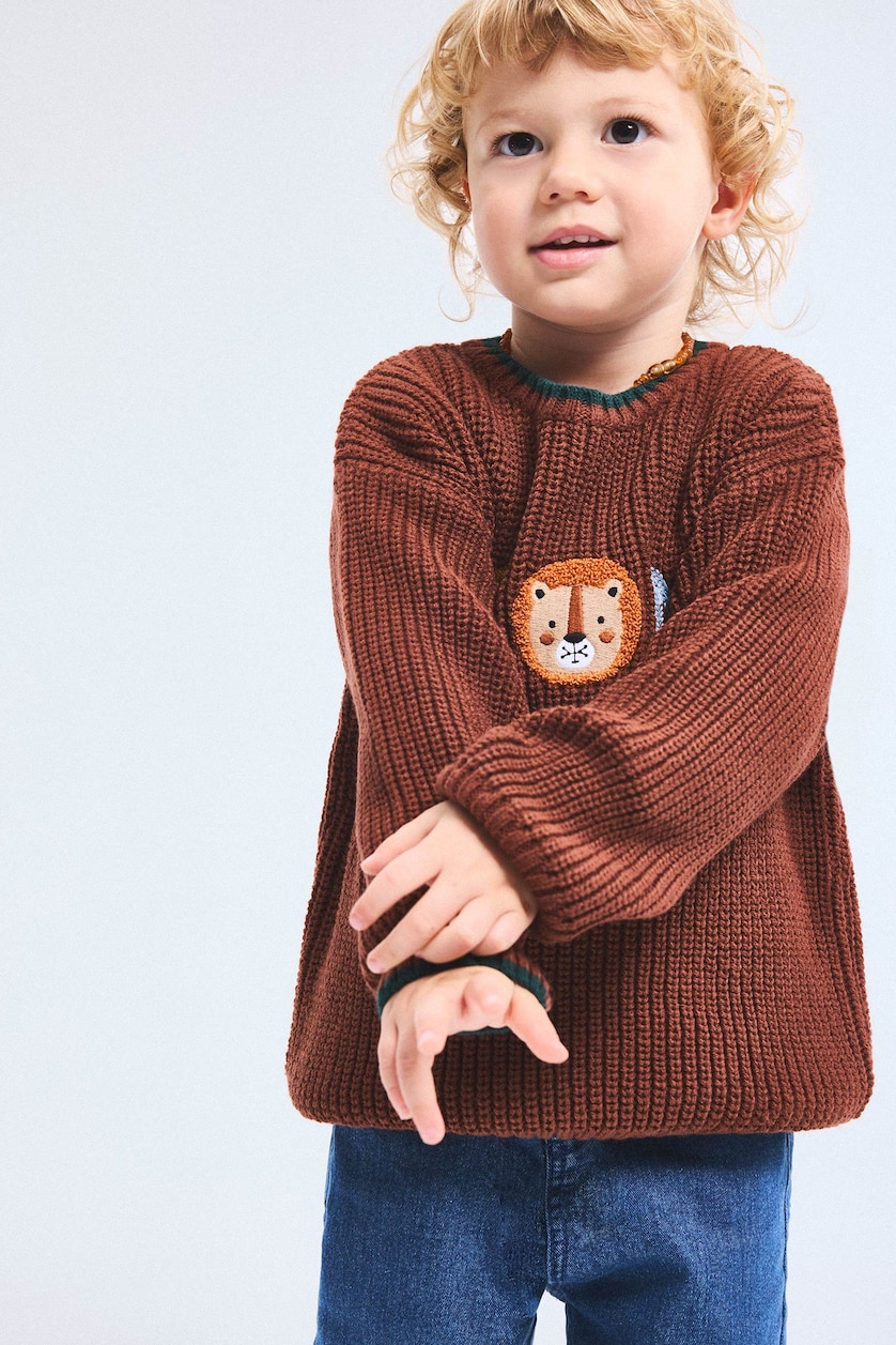 BÉBÉ GARÇON Marron Pull en tricot oversize avec détail broderie pour bébé garçon