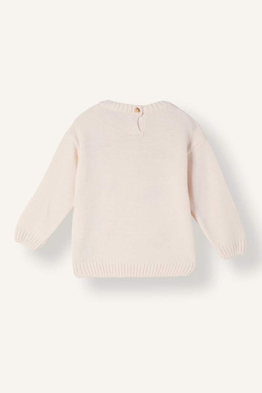 BÉBÉ GARÇON Écru Pull en tricot oversize avec broderies véhicules pour bébé garçon