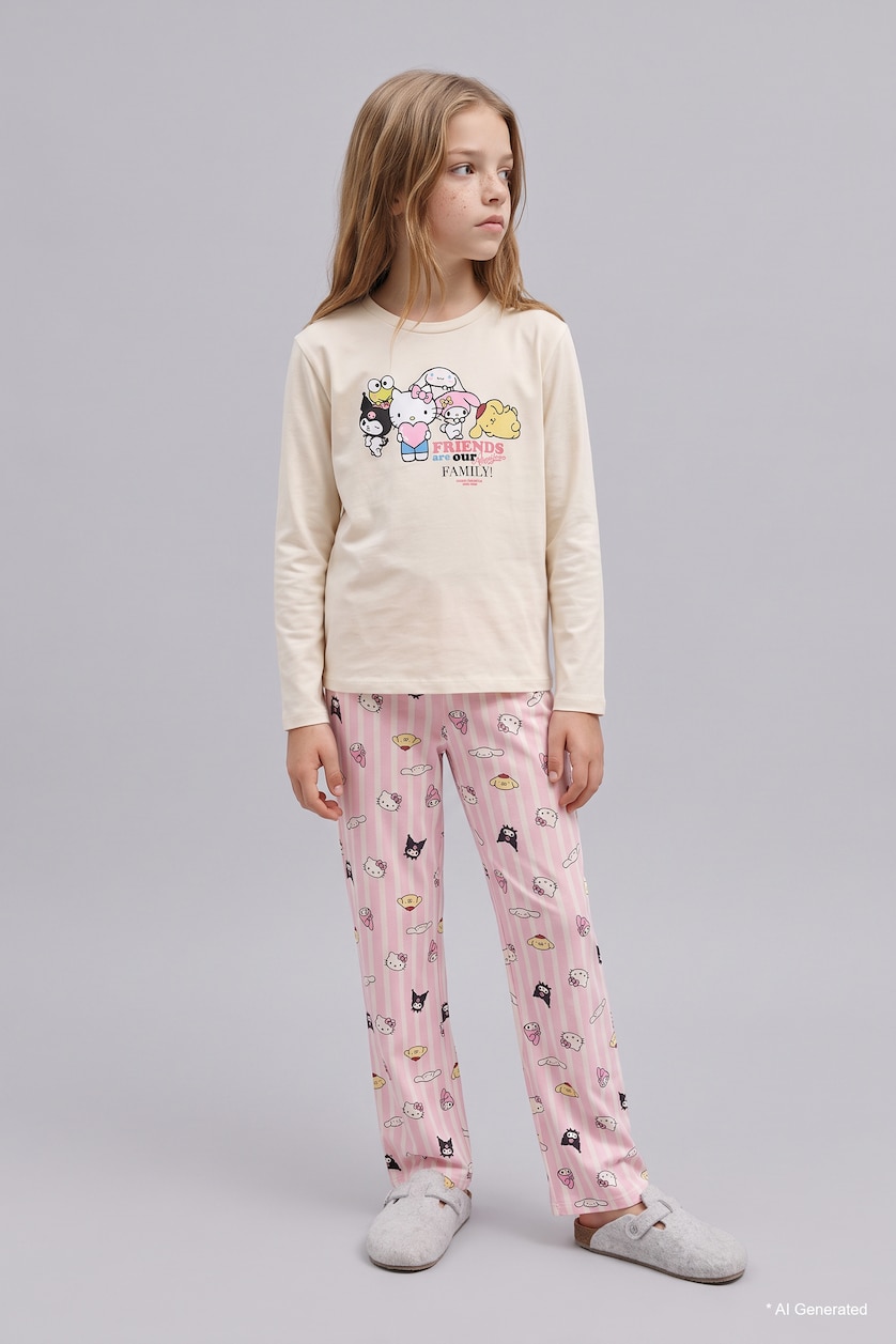 Young Girls - Teen Girls Ecru Girl Hello Kitty 2 Piece Pyjama Set