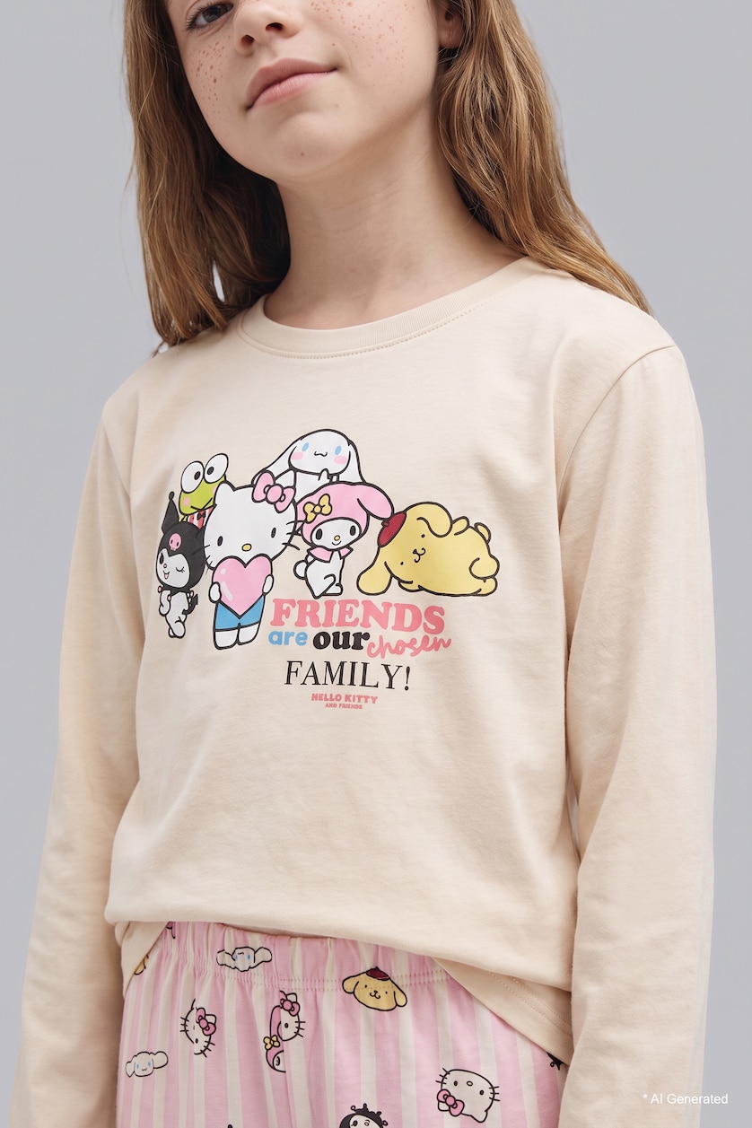 Young Girls - Teen Girls Ecru Girl Hello Kitty 2 Piece Pyjama Set