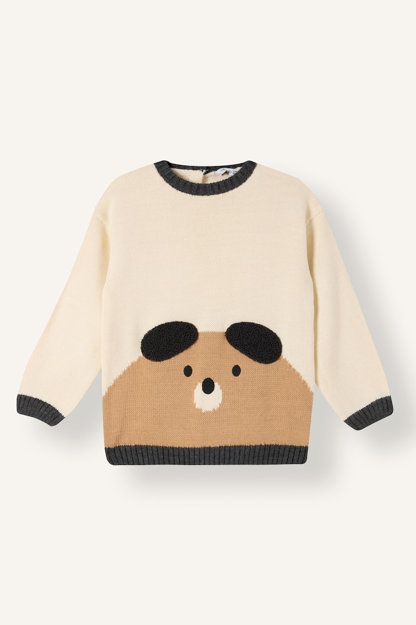Baby Boys Ecru Baby Boy Oversize Fit Pullover