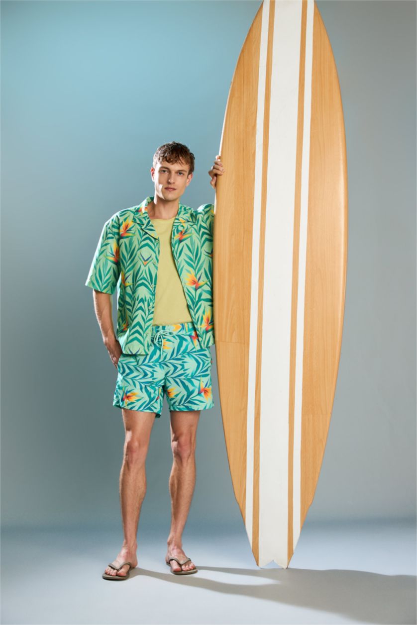 Man Mint Printed Mint Green Swim Shorts