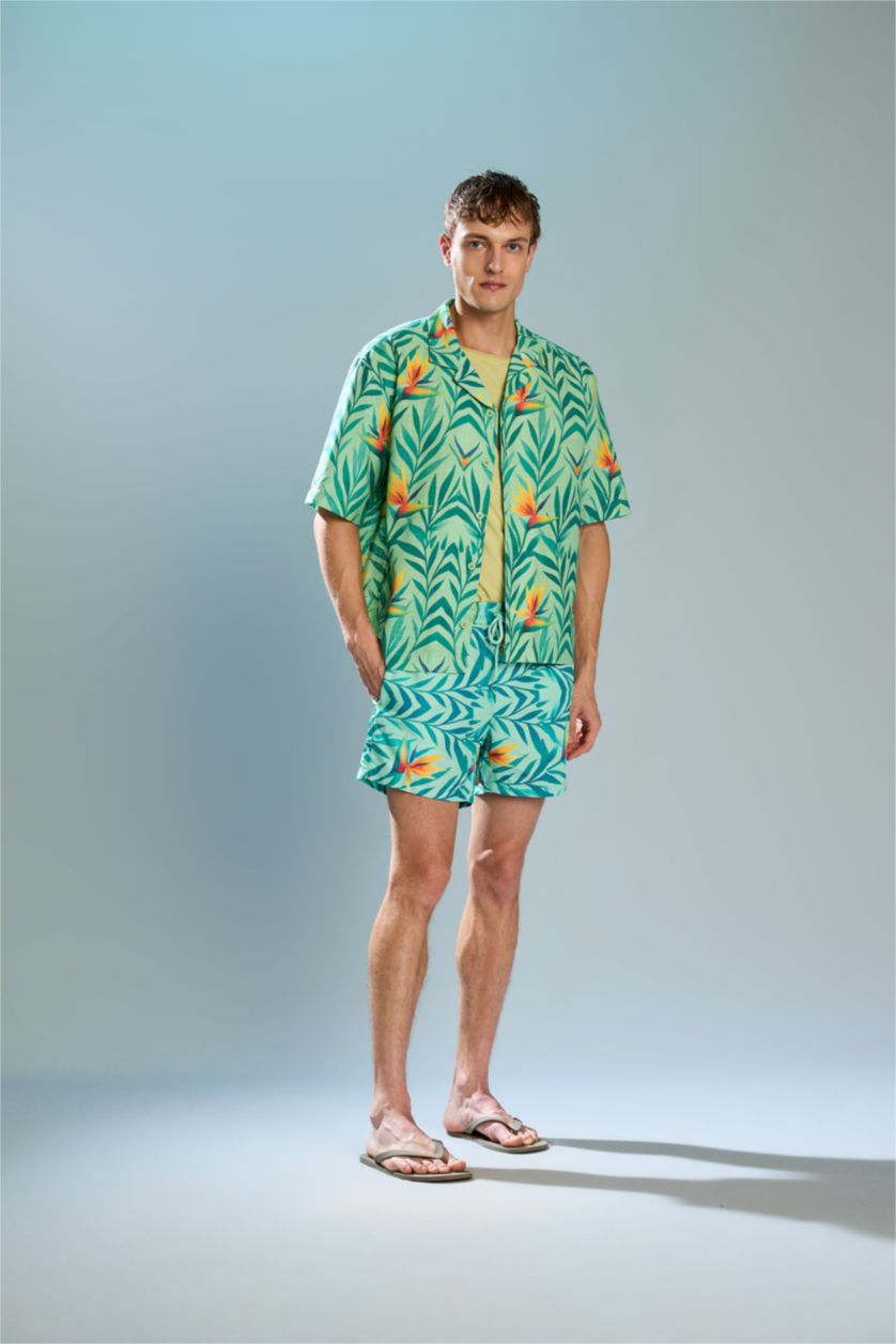 Man Mint Printed Mint Green Swim Shorts