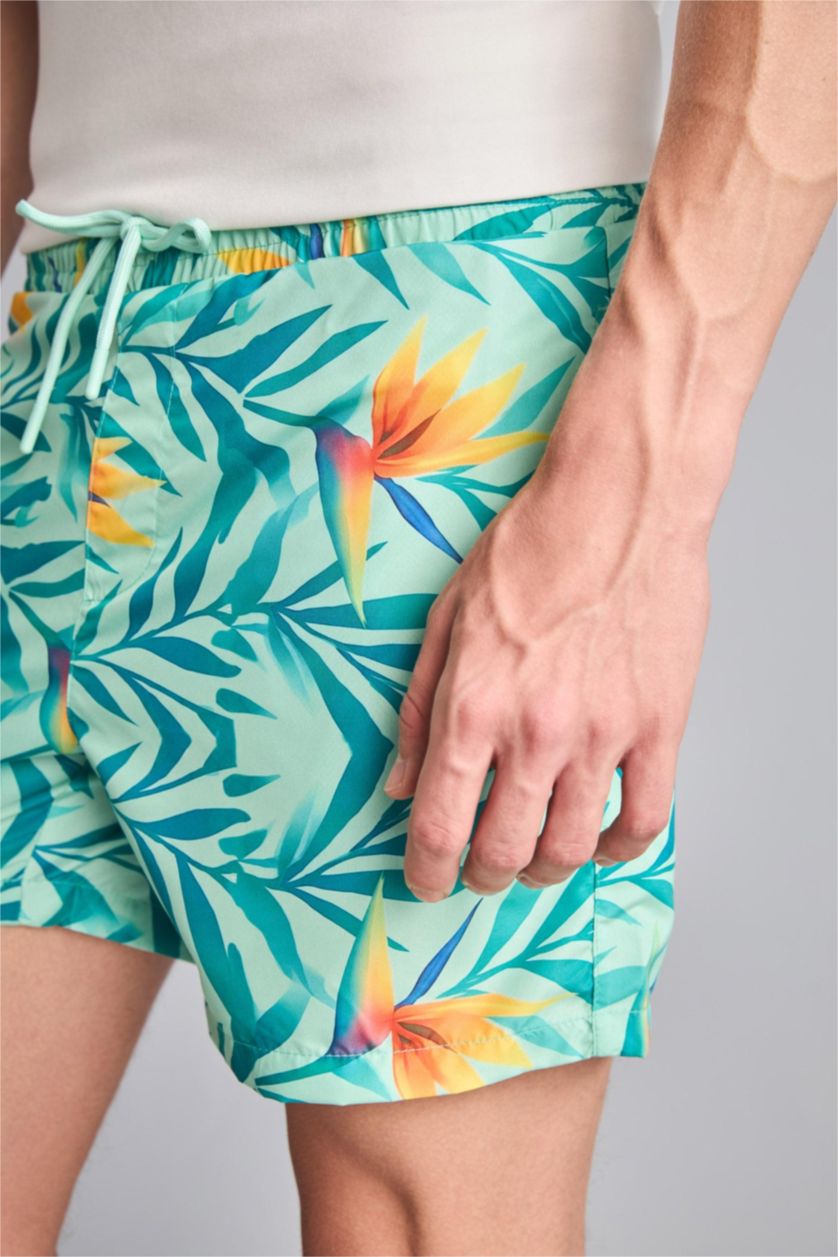 Man Mint Printed Mint Green Swim Shorts