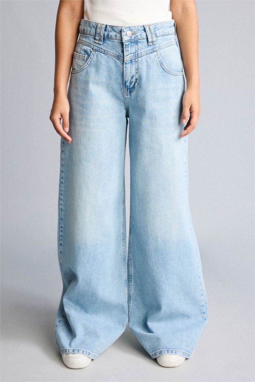 WOMAN Light Indigo Wide Leg High Waist Trousers