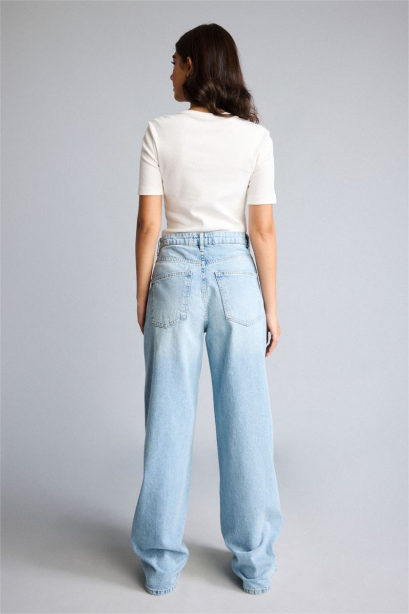 WOMAN Light Indigo Wide Leg High Waist Trousers