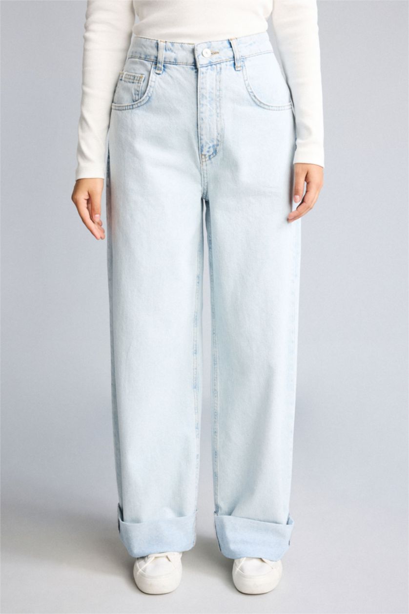 WOMAN Light Blue High Waist Trousers