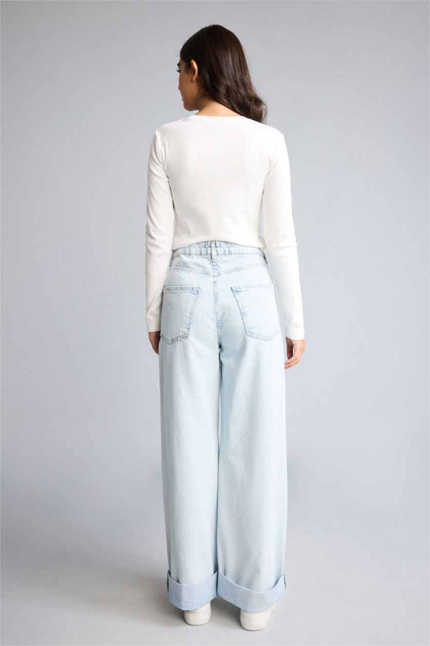 WOMAN Light Blue High Waist Trousers