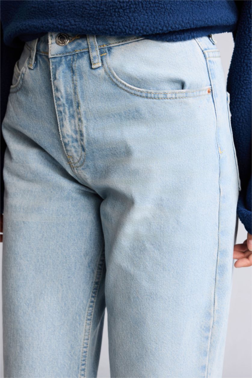 Women Light Blue High Waist Trousers