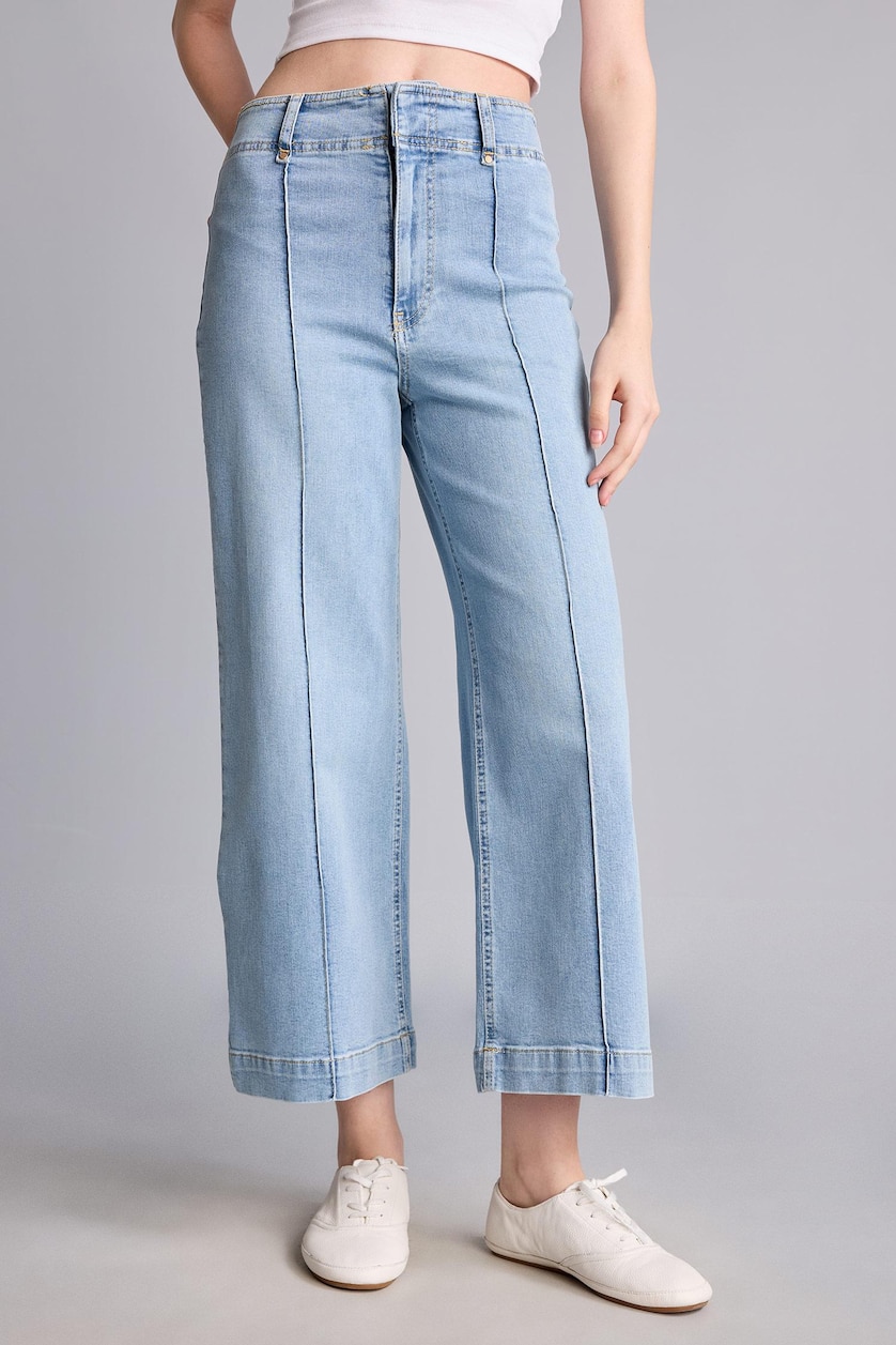 Women Light Indigo Culotte Fit High Waist Trousers