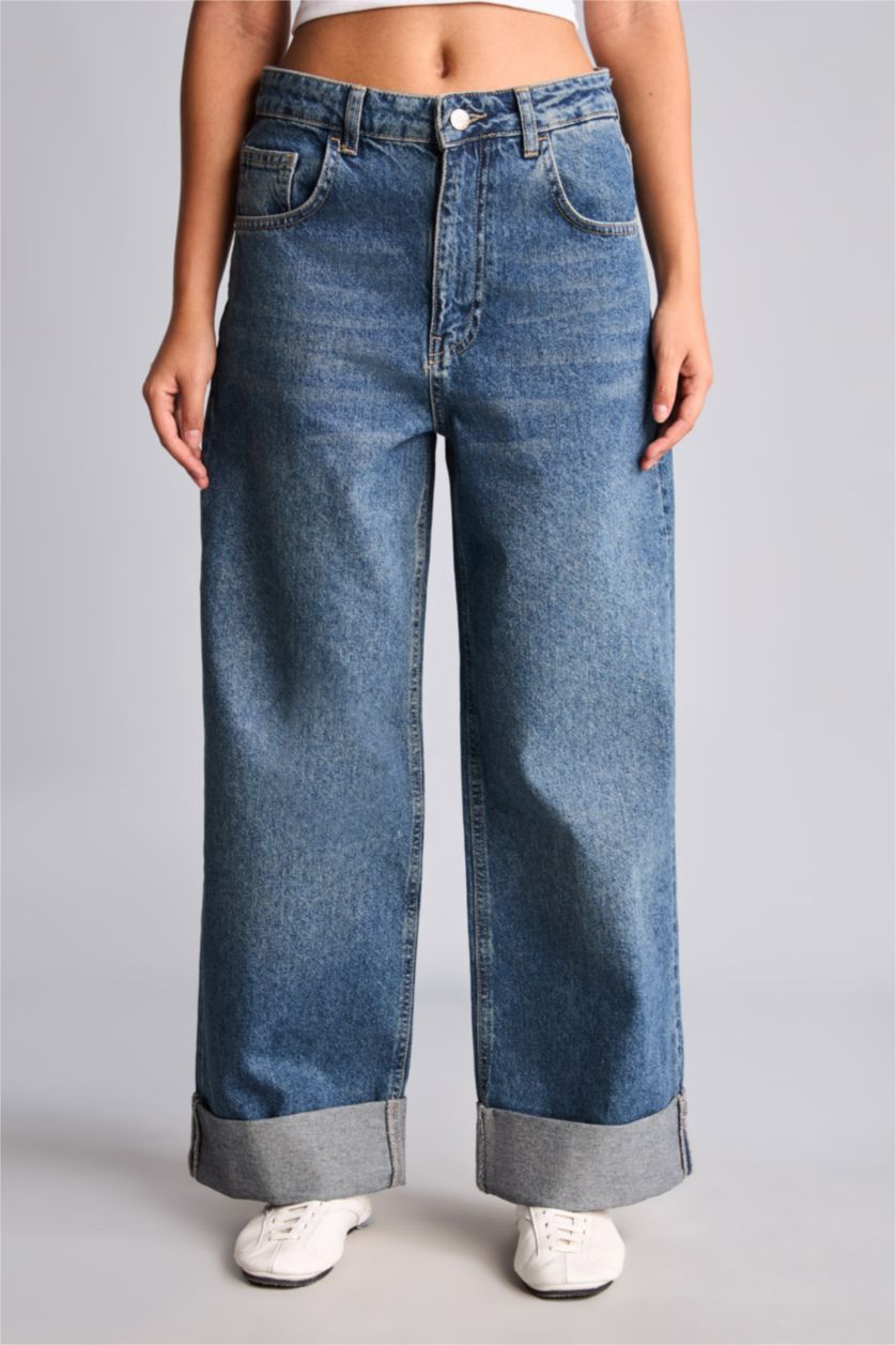 Women Dark Blue Baggy Fit Trousers