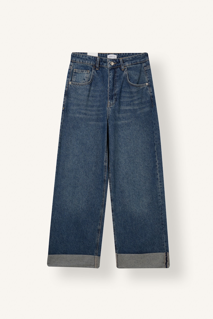 Kadın Koyu Mavi Baggy Yüksek Bel Jean