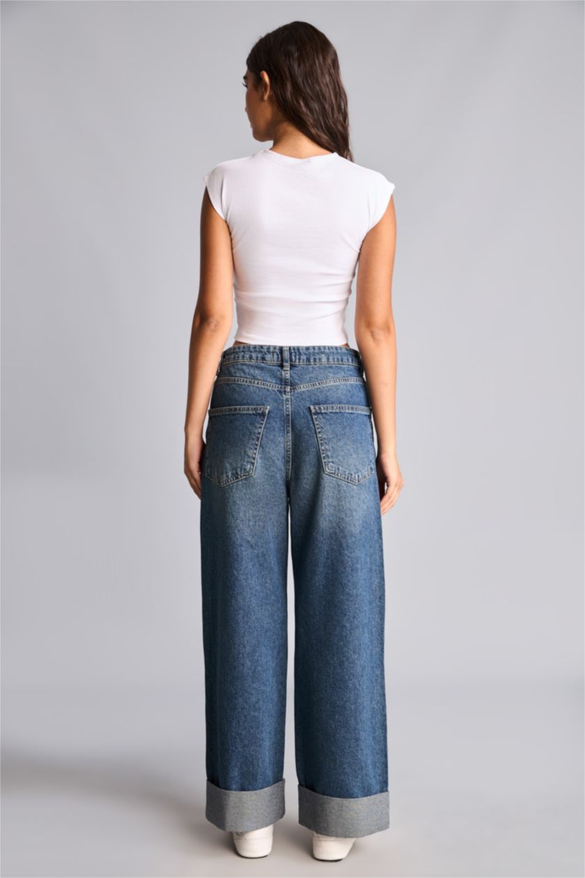 Women Dark Blue Baggy Fit Trousers