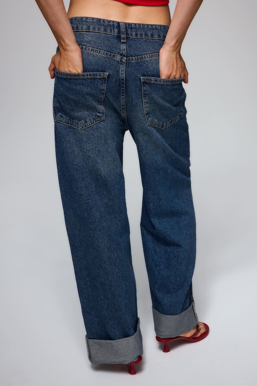 WOMAN Dark Blue Baggy Fit Trousers