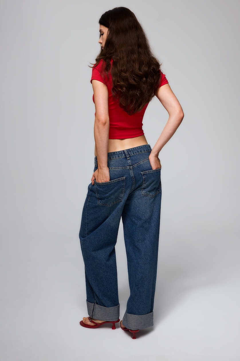 WOMAN Dark Blue Baggy Fit Trousers
