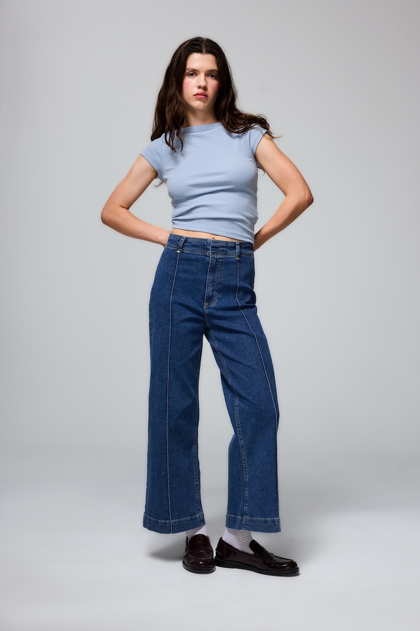 WOMAN Blue Culotte Fit High Waist Trousers