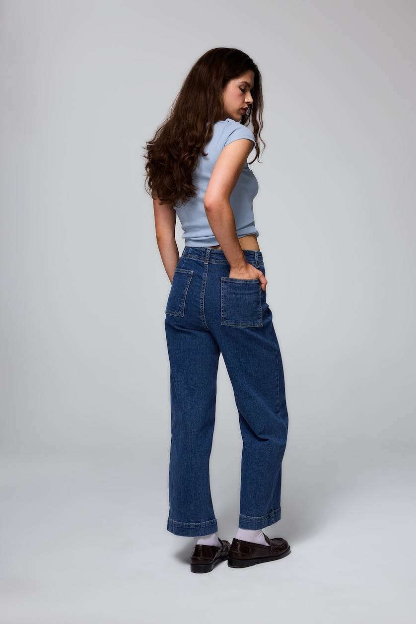 WOMAN Blue Culotte Fit High Waist Trousers