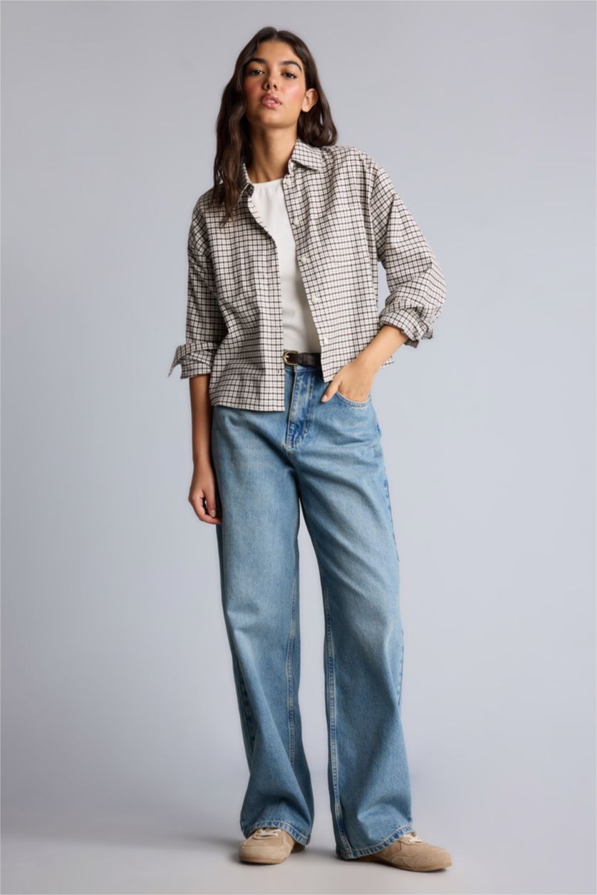 Women Light Indigo Straight Fit Trousers