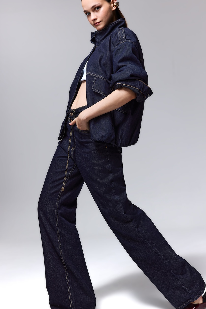 Woman Blue Black Trousers