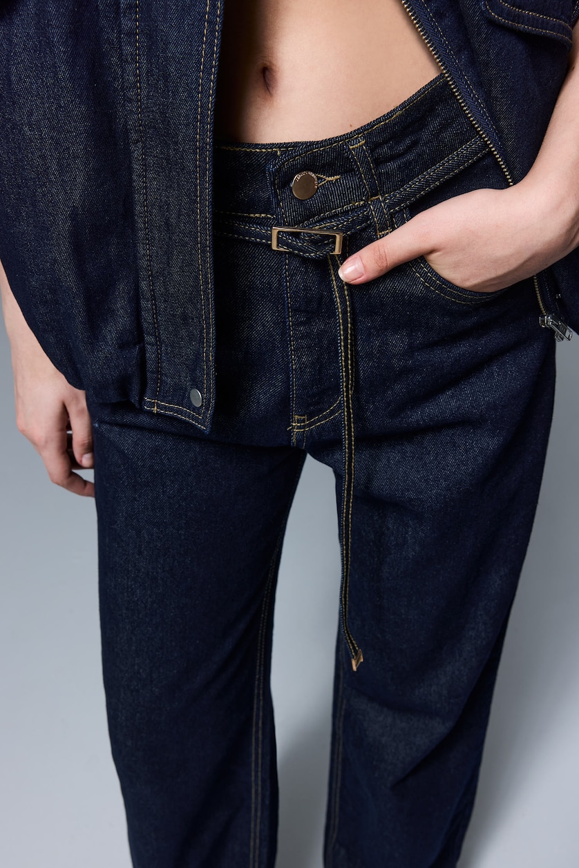 Woman Blue Black Trousers